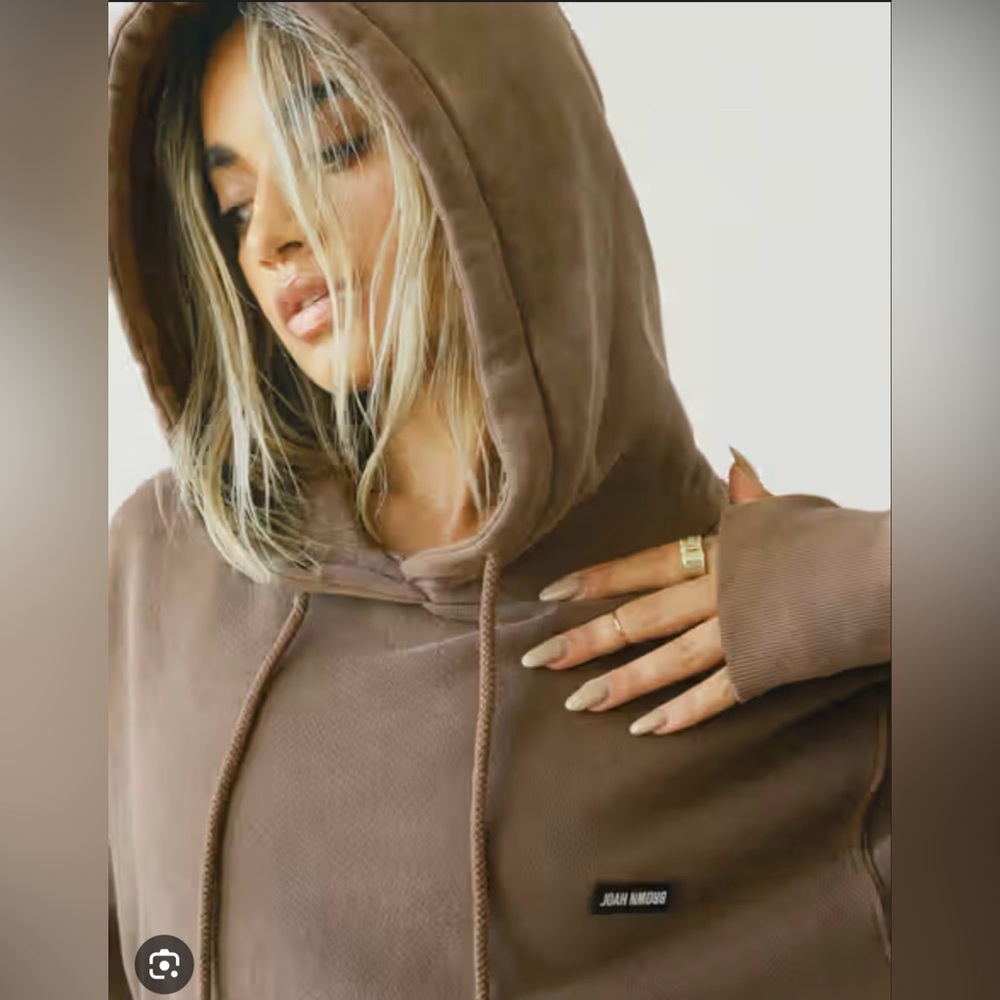 Joah Brown Logo Patch Hoodie in Light Brown